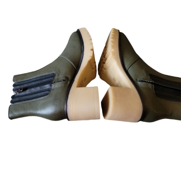 Beast Fashion Platform Combat Army Green Ankle Boots Size 8 New in Box - Picture 6 of 10